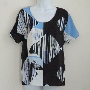 New PETER PILOTTO Multi Color Silk Print Top Blouse US 4 UK 8